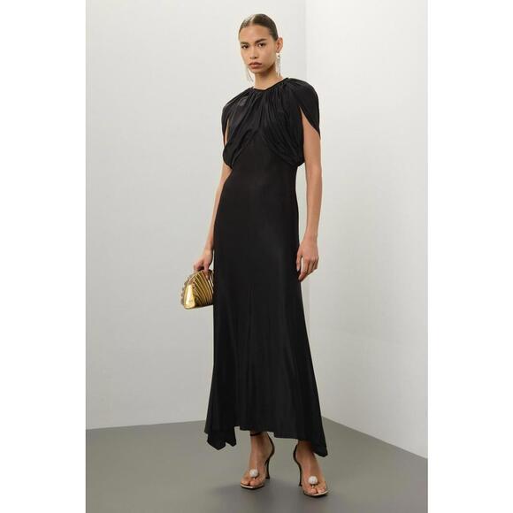 Rabanne Draped Short Sleeve Dress Size 34 with Small Hole and Open Seam